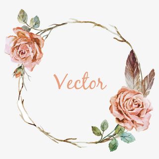 矢量手绘月季花环免抠