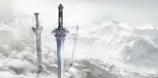 雪山之巅宝剑彩绘高清摄影免抠