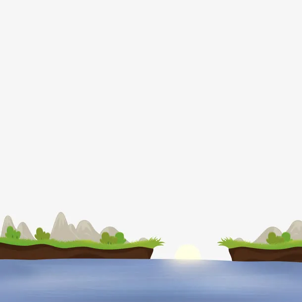 矢量河边太阳免抠