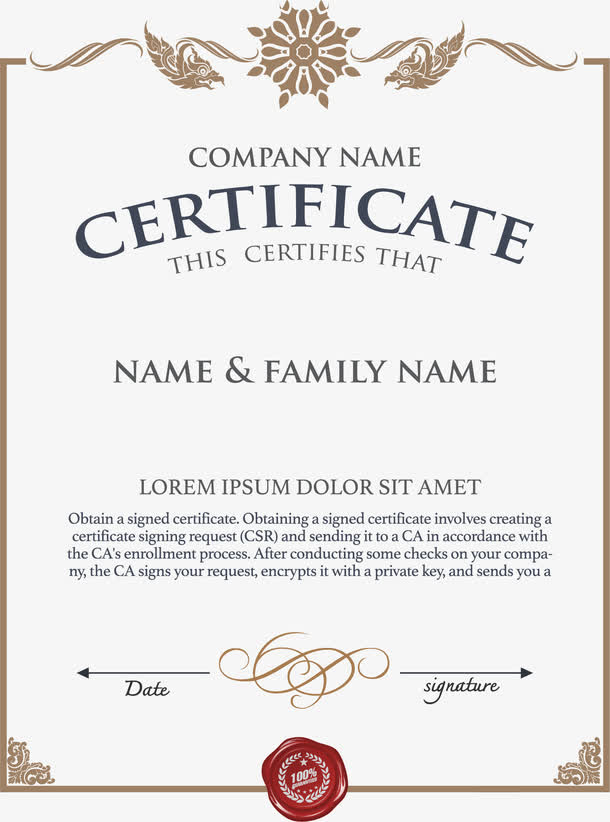 欧式边框证书免抠