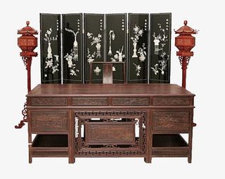 古代家具书桌书房屏风免扣免抠