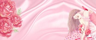 粉色手绘花朵女孩丝绸背景高清