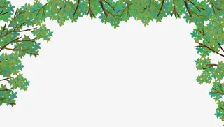 手绘夏日绿植装饰边框插图免抠