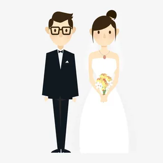 卡通新郎新娘矢量图免抠