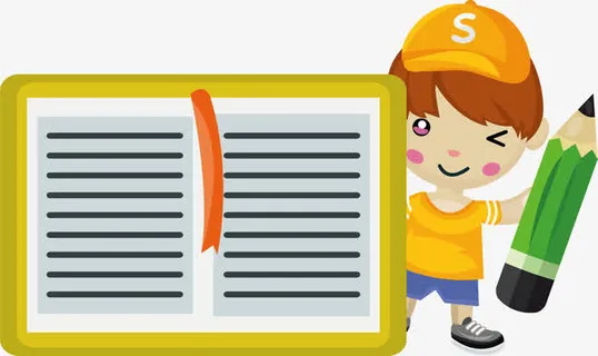 数量书本和男孩免抠