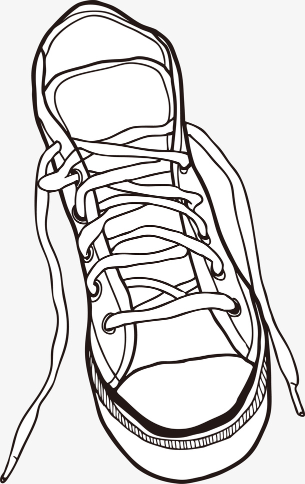 系带帆布鞋素描画免抠