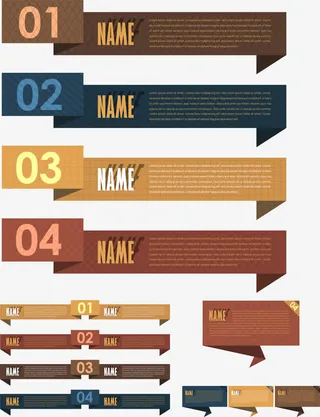 复古编号人名条矢量免抠