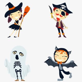 穿着万圣节服装发矢量孩子免抠