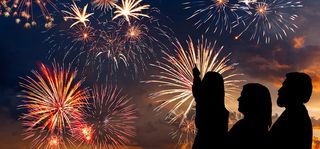 烟花夜景梦幻黄色banner背景高清