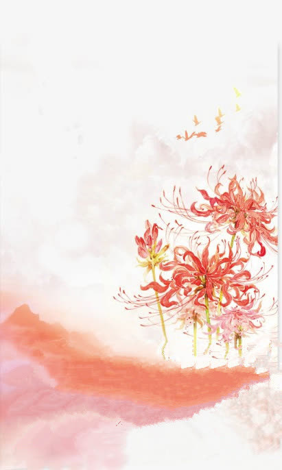 中国古风水彩插画素材免抠