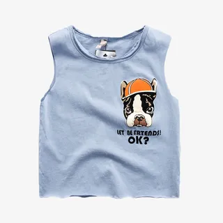 狗狗图案蓝色背心免抠