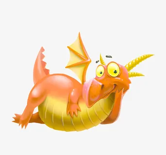 橙色恐龙3D绘画设计免抠