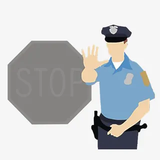 交警值勤停止前行免抠