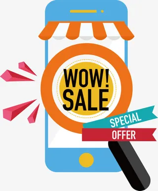 放大镜手机打折海报免抠