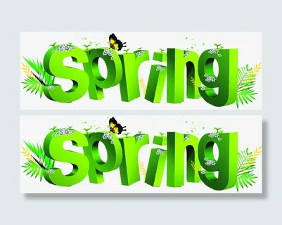 创意合成立体感文字春天免抠