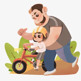 父亲节 我的父亲 骑车 图案免抠