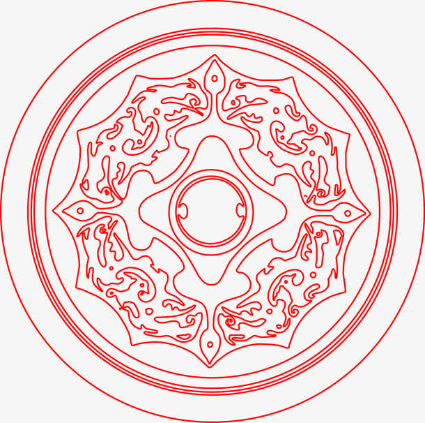 矢量中式圆形花纹边框PNG图片免抠