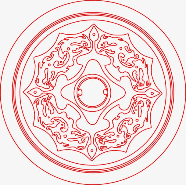 矢量中式圆形花纹边框PNG图片免抠