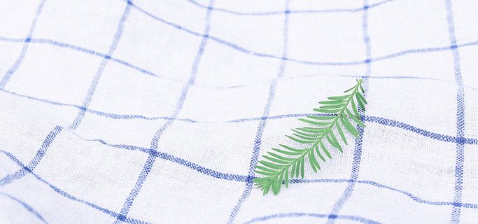 日系文艺清新淡色绿叶格子桌布背景高清