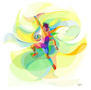 彩色油画足球运动员海报背景