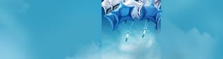 女鞋蓝色气球创意背景banner