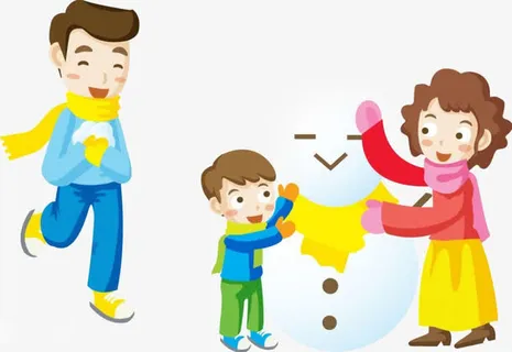 一家堆小雪人免抠