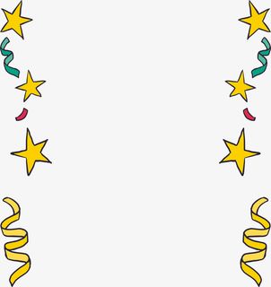 黄色卡通星星彩带免抠