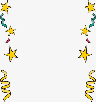 黄色卡通星星彩带免抠