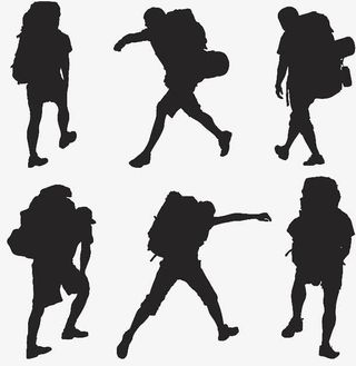 矢量背包客人物动态剪影免抠