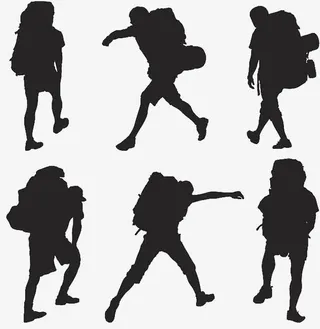 矢量背包客人物动态剪影免抠