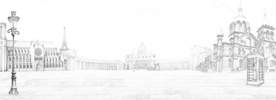 简约手绘城市背景banner高清