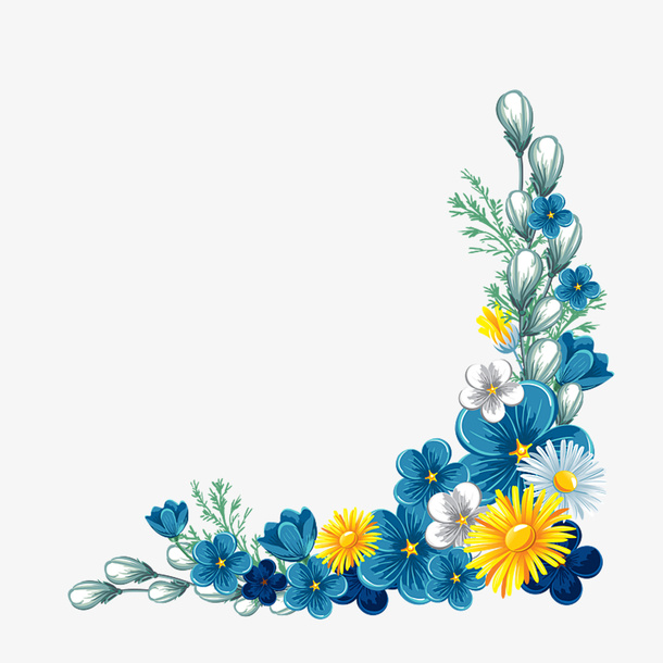 蓝色花边花朵免抠