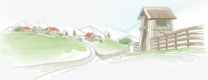 手绘小清新乡村装饰图案免抠