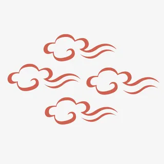 矢量水墨云彩红色四朵免抠