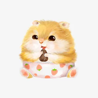 卡通可爱仓鼠吃瓜子装饰图案免抠