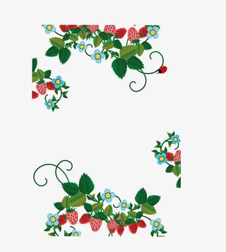 手绘四边草莓免抠