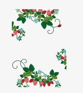 手绘四边草莓免抠 手绘四边草莓免抠