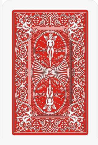 红色花纹扑克牌背面素材免抠