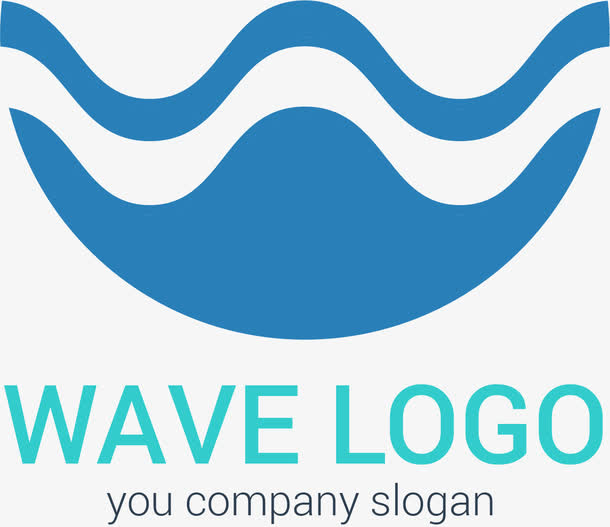 蓝色水面标识设计免抠