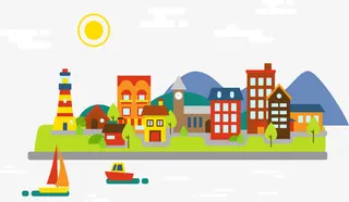 海滨小镇街景免抠