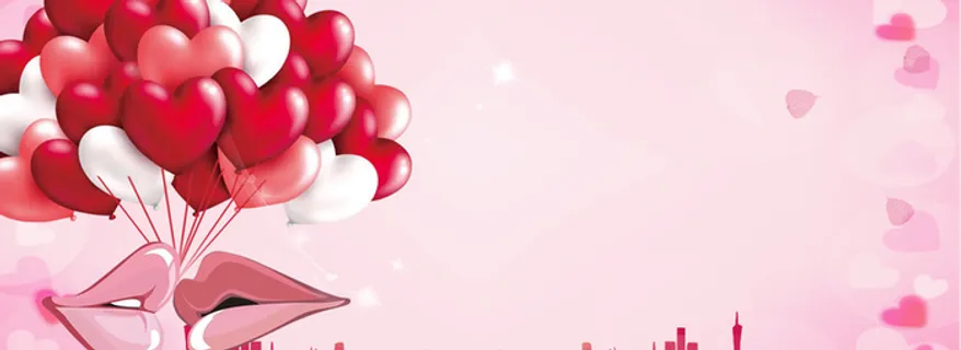 甜蜜情人节手绘粉色banner背景高清