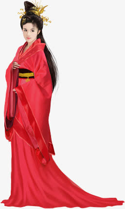 红色古装凤冠美女免抠