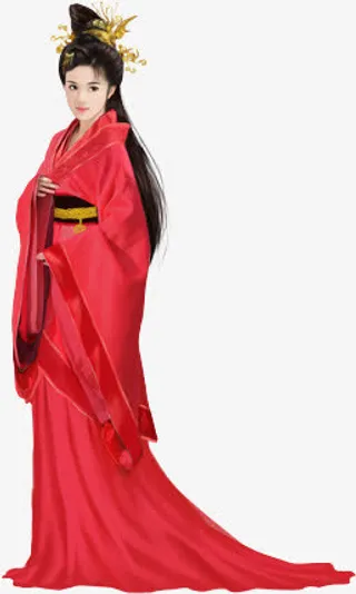 红色古装凤冠美女免抠