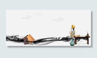 奋笔疾书中国风水墨简约灰色背景高清