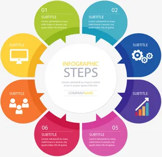 彩色花瓣步骤图表免抠