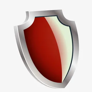 红色质感金属边框盾牌免抠