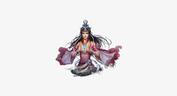 紫色古风游戏女神服饰免抠