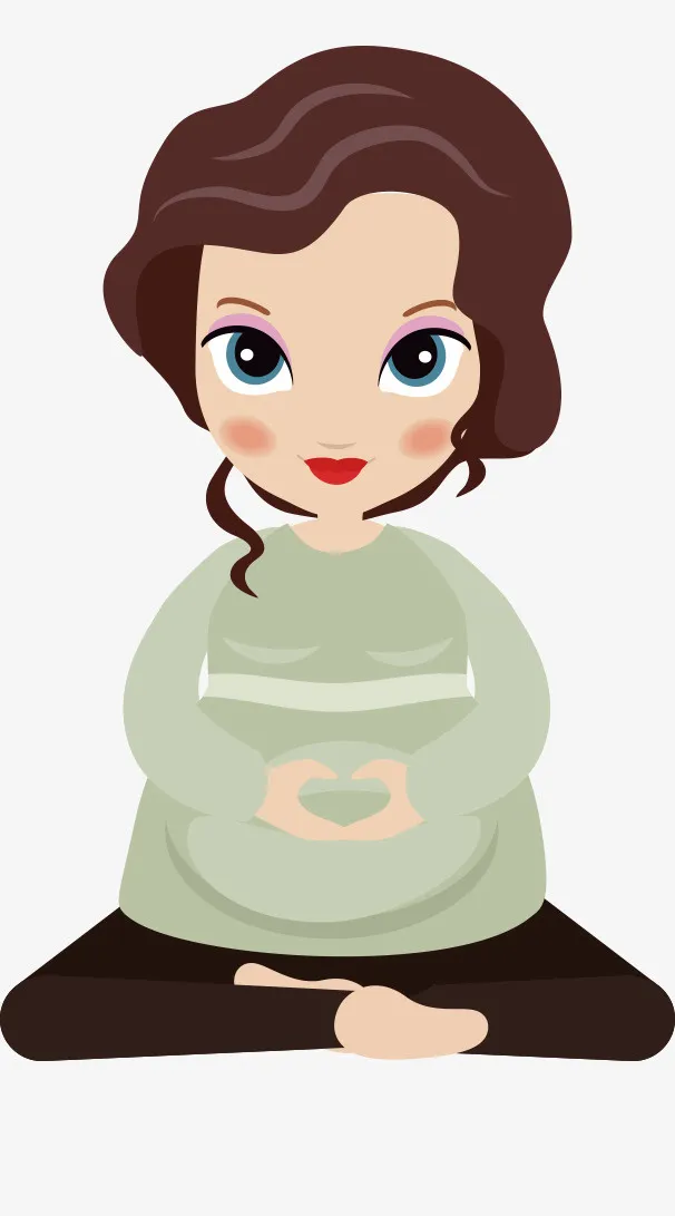 手绘人物插画孕妇瑜伽健身插图免抠