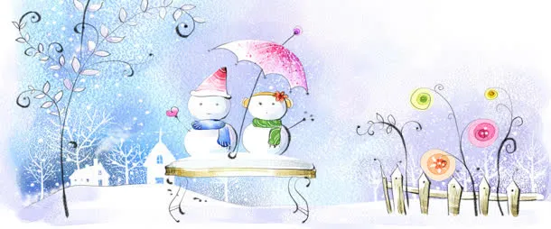 唯美冬天雪人背景
