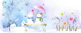 唯美冬天雪人背景